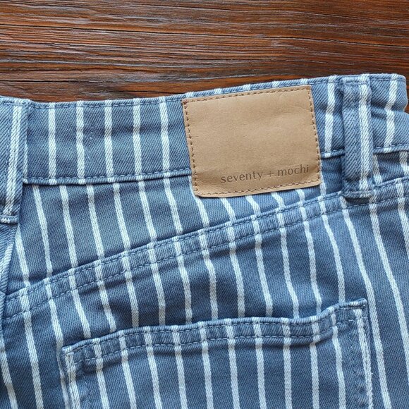 Seventy + Mochi Anthropologie Gracie Stripe High-Waist Wide-Leg Jeans Size 27R - Picture 8 of 13
